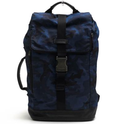 COACH コーチ 迷彩 リュック・デイパック ナイロン×カーフ 青/黒  