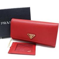 PRADA プラダ 1MH132 QHH F068Z FUOCO レッド SAFFIANO TRIANG フラップ型開閉 長財布 着脱式パスケース付き | ディーバヤフーショッピング店