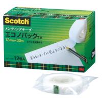 ●スリーエム　スコッチ（Ｒ）　メンディングテープ　エコノパック（ＴＭ）　製品　３Ｍ　小巻　巻芯径２５ｍｍ　寸法：幅１２ｍｍ×長３０ｍ | どっとカエールプラスワン