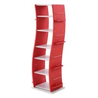 ＪＫプラン　回転　コミックラック　本棚　スリム　ラック　収納　大容量　コンパクト　７段　インテリア　ブックラック　赤　レッド（ＷＨＲＤ） | どっとカエールプラスワン