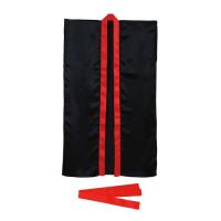 アーテック　ソフトサテンロングハッピ　Ｓ　（ハチマキ付）　運動会　体育祭　衣装　お祭り（黒／赤襟） | どっとカエールプラスワン