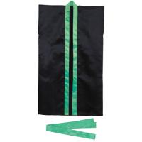 アーテック　サテンロングハッピＳ（ハチマキ付）　運動会　体育祭　衣装　お祭り（黒（緑襟）） | どっとカエール