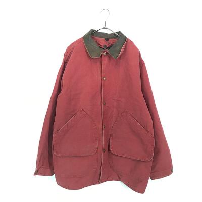 80s woolrich 襟レザー ダック ハンティングジャケット usa製 古着 80s USA製 WoolRich 本革 レザー 襟 ワインレッド ダック