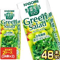 カゴメ 野菜生活100 グリーンサラダ 195ml紙パック×48本[24本×2箱]【3〜4営業日以内に出荷】[送料無料] | ドリンク屋 Yahoo!ショッピング店