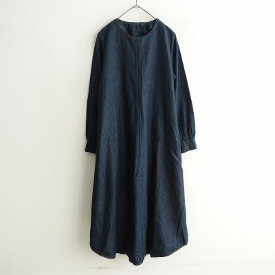 美品　パラスパレス　ムラ糸ダンガリーボトル襟ワンピース　サイズ2 20／-ムラ糸ダンガリーボトル襟ワンピース