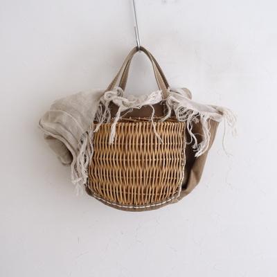 エバゴス EBAGOS かごバッグ ハンドバッグ 籐かご ベージュ ebagos カゴ・カゴ・ハンドバッグ キップ型押しWHITEエバゴス