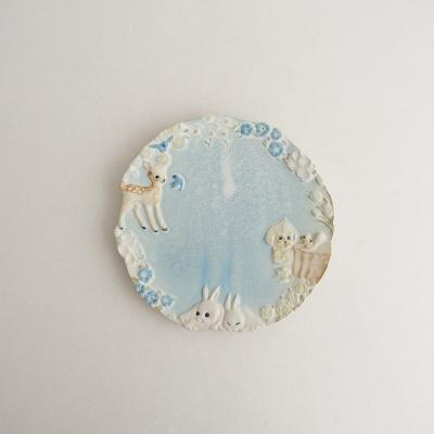 音屋nakagawa中川洋子さん　花柄　うさぎ　食器セット（皿1枚・カップ1個） 音屋nakagawa中川洋子さん 花柄 うさぎ 食器セット（皿1枚・カップ1個