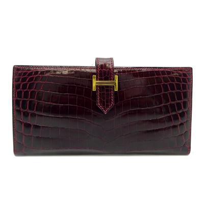 ①HERMES エルメス べアンクラシック □D刻印　長財布 ボルドー ①HERMES エルメス べアンクラシック □D刻印 長財布 ボルドー