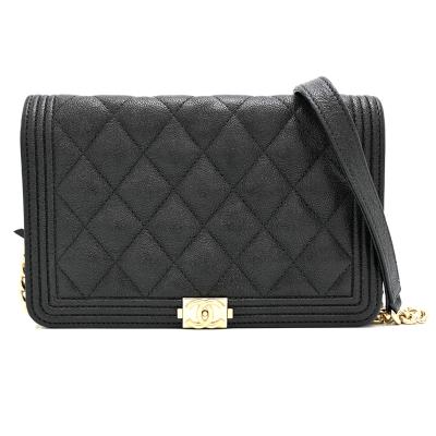 シャネル ボーイシャネル キャビアスキン ロングウォレット 長財布 ブラック シャネル CHANEL 長財布 キャビアスキン ロングウォレット CHANEL LONG