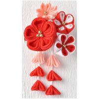 パナミ　panami　京ちりめんつまみ細工　彩花のブローチ（赤） LH-411 レターパックライト対応可 | DSKK和裁道具