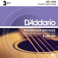 3セットパック D'Addario EJ26-3D Custom Light 011-052 Phosphor Bronze ダダリオ アコギ弦 | ギターパーツの店・ダブルトラブル
