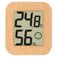 デジタル温湿度計 環境チェッカー ミニ 木製 ライトブラウン 73232 シンワ測定 注意レベルをアイコンでお知らせ やさしい風合いのケヤキ M6 | e-daiku(イーダイク)Yahoo!店
