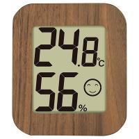 デジタル温湿度計 環境チェッカー ミニ 木製 ダークブラウン 73233 シンワ測定 注意レベルをアイコンでお知らせ 落ち着いた色合いのクルミ M6 | e-daiku(イーダイク)Yahoo!店
