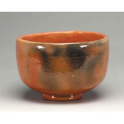 楽焼　赤楽茶碗　貫入　楽入窯　吉村楽入茶器 赤楽 茶盌 吉村楽入 共箱入 楽入窯 吉村楽入