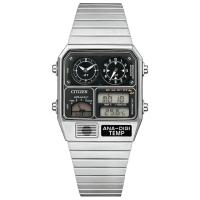 CITIZEN シチズン RECORD LABEL レコードレーベル JG2101-78E 復刻 スクエア アナデジ 温度計 シルバー | Second Optical&Watch store