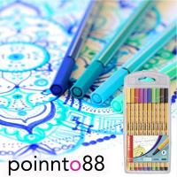 【メール便可 2個まで】スタビロ STABILO point88 ポイント88 水性ファイバーチップペン 0.4mm 極細 10色セット 8810 | フジオカ文具e-stationery