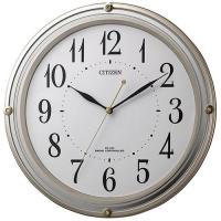リズム時計 8MY516-018 CITIZEN 電波掛け時計 ゴールドメタリック(白) 連続秒針機能付 | キムラヤテック ヤフー店