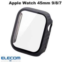 エレコム Apple Watch 45mm Series 9 / 8 / 7 フルカバーケース プレミアムガラス ゴリラ 0.21mm カーボンブラック ネコポス送料無料 | キットカットヤフー店