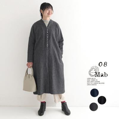 新品値引 08Mab ネイビー*パーカーノースリーブワンピース 9番手麻 866