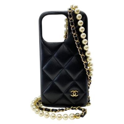 ✨美品✨ CHANEL iphone15pro ケース マトラッセ チェーン CHANEL シャネル 携帯・スマホアクセサリー ブラック ゴールド ココ