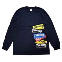 WB693　Supreme シュプリーム 21FW WEEK5 Thrasher Multi Logo L/S Tee スラッシャー マルチ ロゴ 長袖 Tシャツ Mサイズ ネイビー ●60 | エコパーク ヤフー店