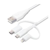PG-LCMC01M04WH 変換コネクタ付き 3in1 USBケーブル Lightning＆Type−C＆micro USB 15cm ホワイト PGLCMC01M04WH | 測定器・工具のイーデンキ