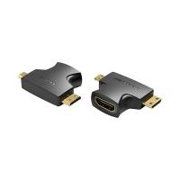 AG-2281X10 直送 代引不可 10個セット VENTION 2 in 1 Mini HDMI and Micro HDMI Male to HDMI Female アダプター AG2281X10 | 測定器・工具のイーデンキ