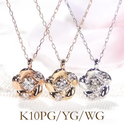 k10WG ダイヤモンド プチネックレス（アクセサリー素材：ゴールド）の
