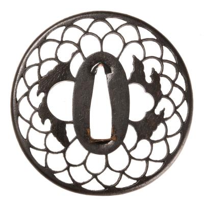 【模造刀】太刀 永楽通宝 鍔 全長99.0センチ 特殊透かし図 鍔 黒鮫肌 模造刀】太刀 永楽通宝 鍔 全長99.0センチ 特殊透かし図 鍔 黒