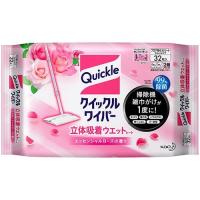 【送料無料】【個人宅届け不可】【法人（会社・企業）様限定】クイックルワイパー 立体吸着ウエットシート エッセンシャルローズの香り 1パック(32枚) | eジャパン