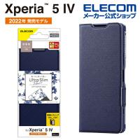 Xperia 5 IV SO-54C / SOG09 用 ソフトレザーケース 薄型 磁石付 フラワーズ エクスペリア5 ネイビー┃PM-X224PLFUJNV アウトレット エレコム わけあり 在庫処分 | エレコムダイレクトショップ