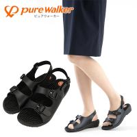 ナースサンダル オフィスシューズ ピュアウォーカー ヘルス レディース PURE WALKER 指圧 疲れにくい 歩きやすい 介護靴 黒 20%off PW7608 | エレファントSPORTS