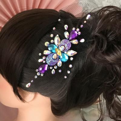 ストーンあり　ヘアウィッグ　社交ダンス　競技ダンスオーダーメイド ハンドメイド オーダー可能】多美咲 ユニオン UQ112B 丸型 ストーン付き 3