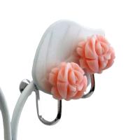 イヤリング 珊瑚 10mm お花のデザイン 薔薇 ピンク K14WG アクセサリー レディース 通販 