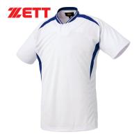ゼット ZETT プルオーバー ベースボールシャツ BOT741 1125 ホワイト/Rブルー メンズ レディース 半袖 Tシャツ トップス 野球  野球ウェア 練習用シャツ | YOCABITO Yahoo!店