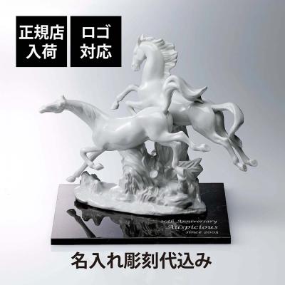 馬　置物　大理石加工 Baccarat バカラ いななく馬 20.1cm・大理石 台座 Lサイズ