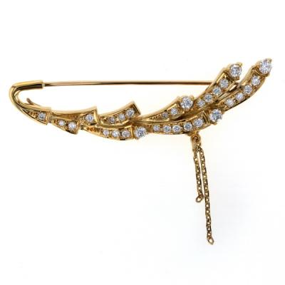 MIKIMOTO ミキモト K18YG イエローゴールド ブローチ ダイヤモンド