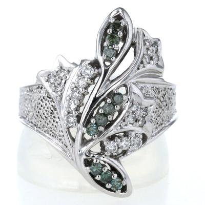 K18WG ホワイトゴールド リング グリーンダイヤ ダイヤモンド 0.41ct  