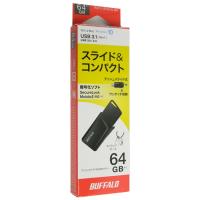 BUFFALO バッファロー USB3.1プッシュスライドUSBメモリー RUF3-SP64G-BK 64GB ブラック [管理:1000015471] | エクセラープラス