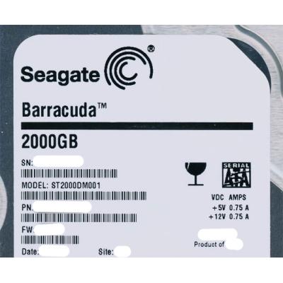 【中古】SEAGATE ST2000DM001 [2TB SATA600] 2台 Seagate Barracuda 2TB ST2000DM001 7200RPM SATA 3.5 inch
