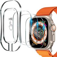 3枚セット Apple Watch Ultra ガラスフィルム 49mm 貼り付けキット付き 用 硬度9H 高透過率 飛散防止 気泡防止 画面保護 アップルウォッチウルトラ | エクスペリエンスショップ