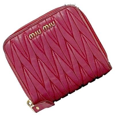 ミュウミュウ 二つ折り財布　ピンク財布 極美品 miumiu ミュウミュウ 二つ折り財布 ビジュー パール