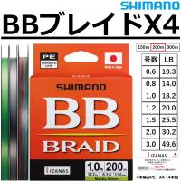 シマノ/SHIMANO BB ブレイド 200m 0.6, 0.8, 1, 1.2, 1.5, 2, 3号 LDM64Y 4本組PEライン 国産・日本製 LD-M64Y BBブレイド BB BRAID(メール便対応) | フィッシングマリン