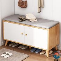 玄関ベンチ 下駄箱 木製 収納ベンチ キャビネット扉付き 快適なクッション 幅60/80cm シューズラック 玄関椅子 靴棚 頑丈 組み立て簡単 室内 廊下 寝室 省スペー
