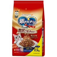 ユニ・チャーム 銀のスプーン贅沢うまみ仕立てまぐろ・かつお・煮干し・白身魚・しらす入り1.5kg 猫用 キャットフード 総合栄養食  カリカリ 国産 | Fav