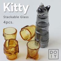 DOIY キティ スタッキング グラス（コップ 食器 タンブラー ネコ ねこ セット  レトロ ドーイ DOIY パーティ アルコールグラス） | エフシーインテリア