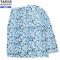 タケオキクチ パジャマ TAKEO KIKUCHI 30％OFF 春夏 ラッピング無料 プレゼント シアサッカー ドット 前開き 紳士 長袖 長ズボン 青 290623 送料無料 | フラワー