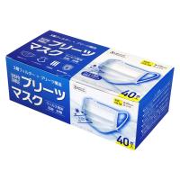 不織布 プリーツマスク ホワイト 大人用 40枚入 PLM-40W 即日出荷可能 [3層フィルター構造 男女兼用 飛沫 風邪 花粉対策 防塵 ダスト ますく 保護] | FICST