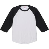 5.6オンス ラグラン3/4スリーブ Tシャツ ホワイト/ブラック ユナイテッドアスレ 七分丈 Tシャツ (UNA) (Q41CD) | フィールドボス