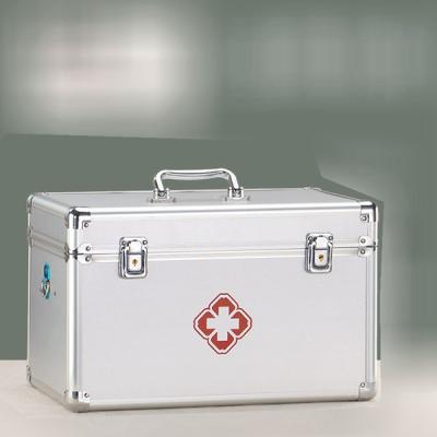 アルミ製救急箱 医療用品付き アルミ救急箱 Sサイズ 2段収納 キーロック トレー付き 救急ボックス 大